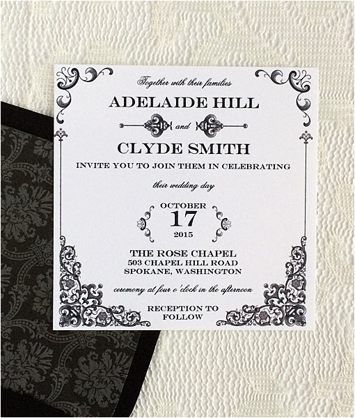 vintage iron lace square invitation template