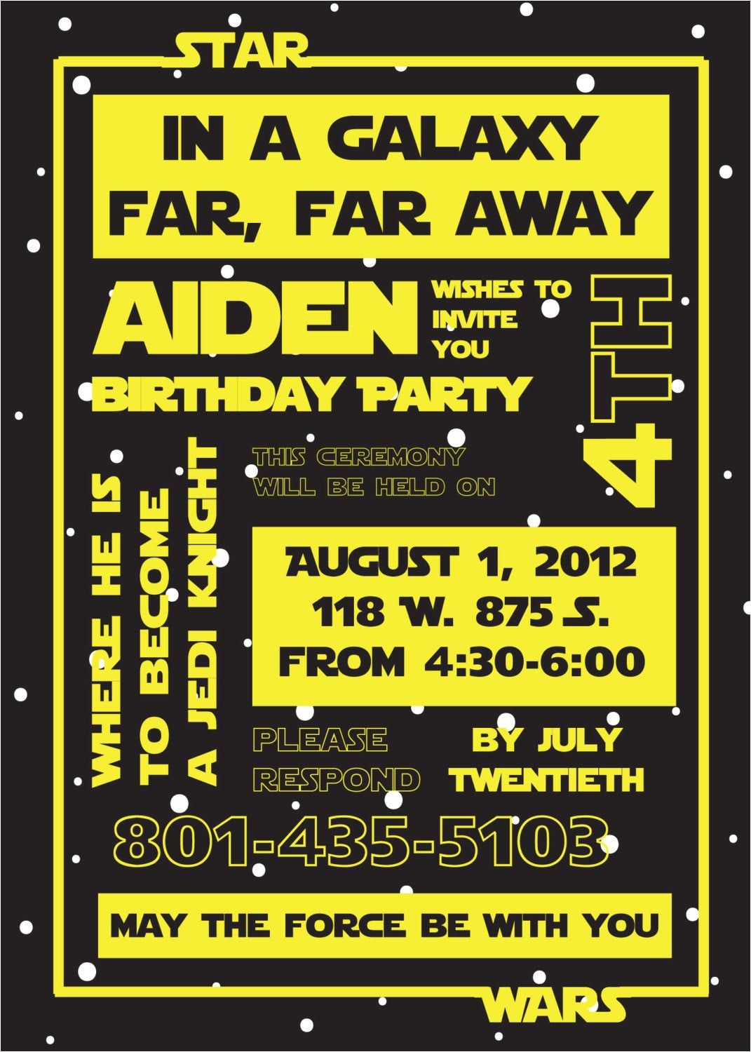 star wars birthday party invitation