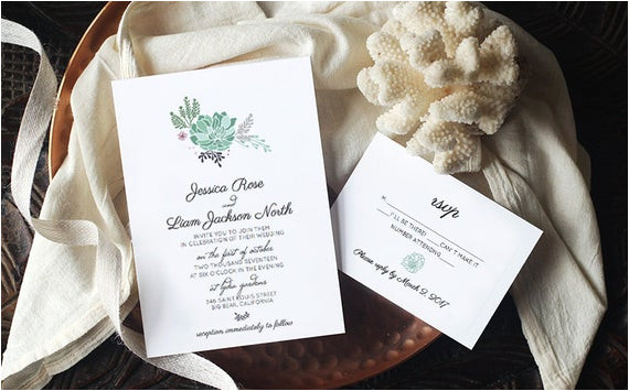 printable succulent wedding invitation