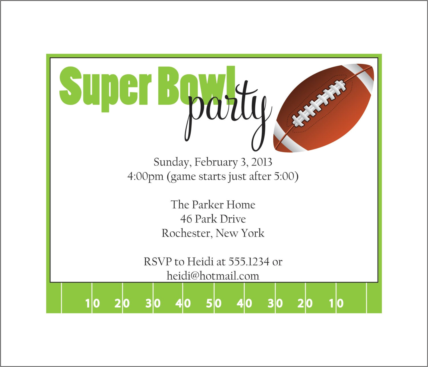 super bowl party invitation set of 10