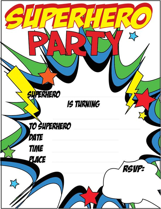 12 blank superhero birthday invitations