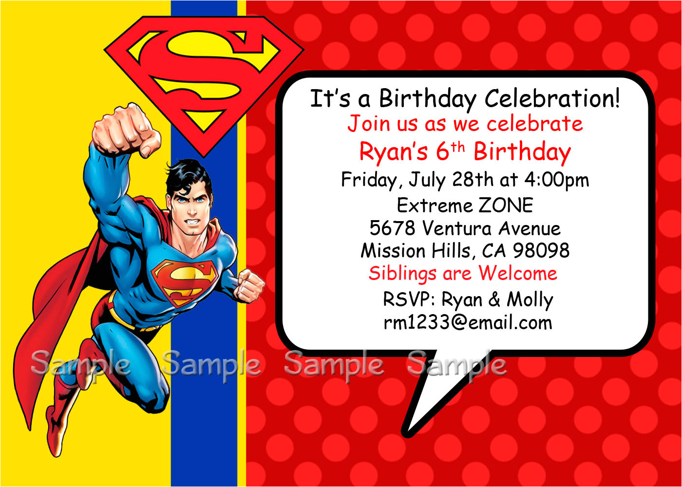 superman birthday invitation template