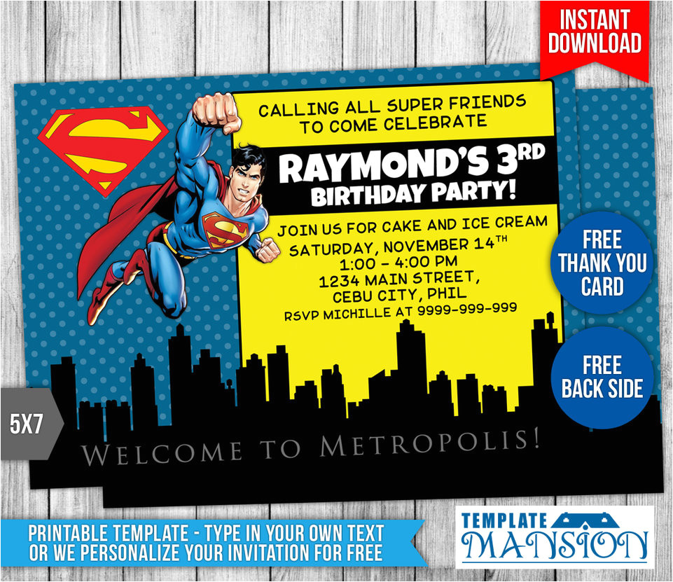 superman birthday invitation template 572113907
