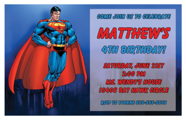 superman birthday invitations