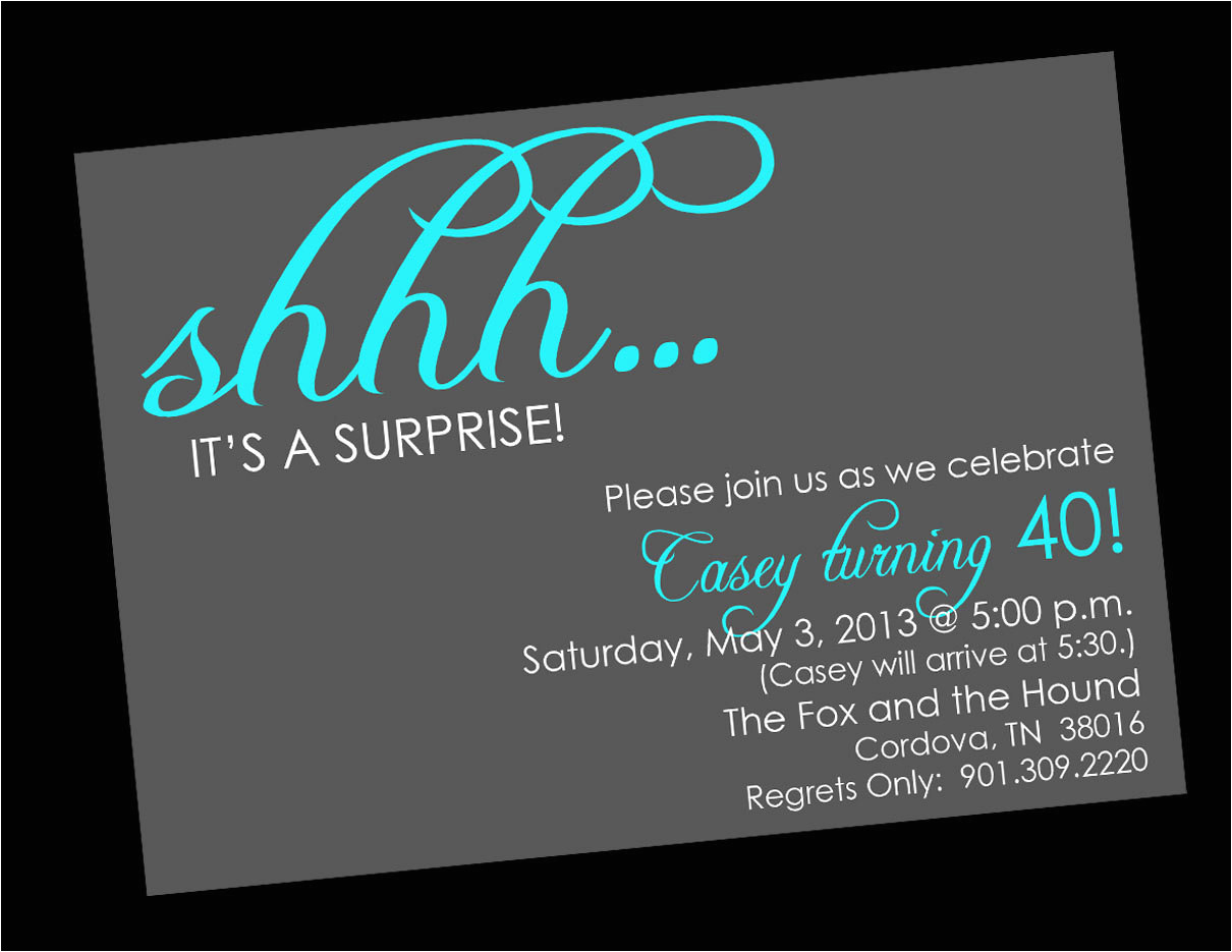 shhh surprise birthday invitations