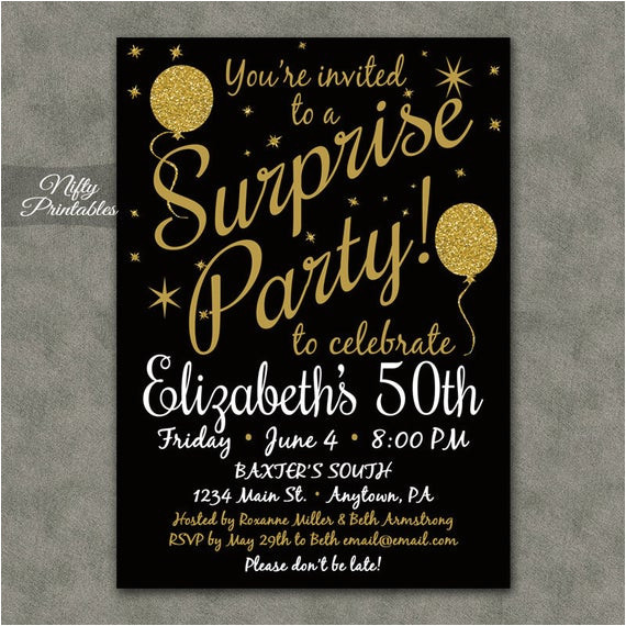 surprise party invitations printable