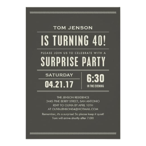 surprise 40th birthday invitation