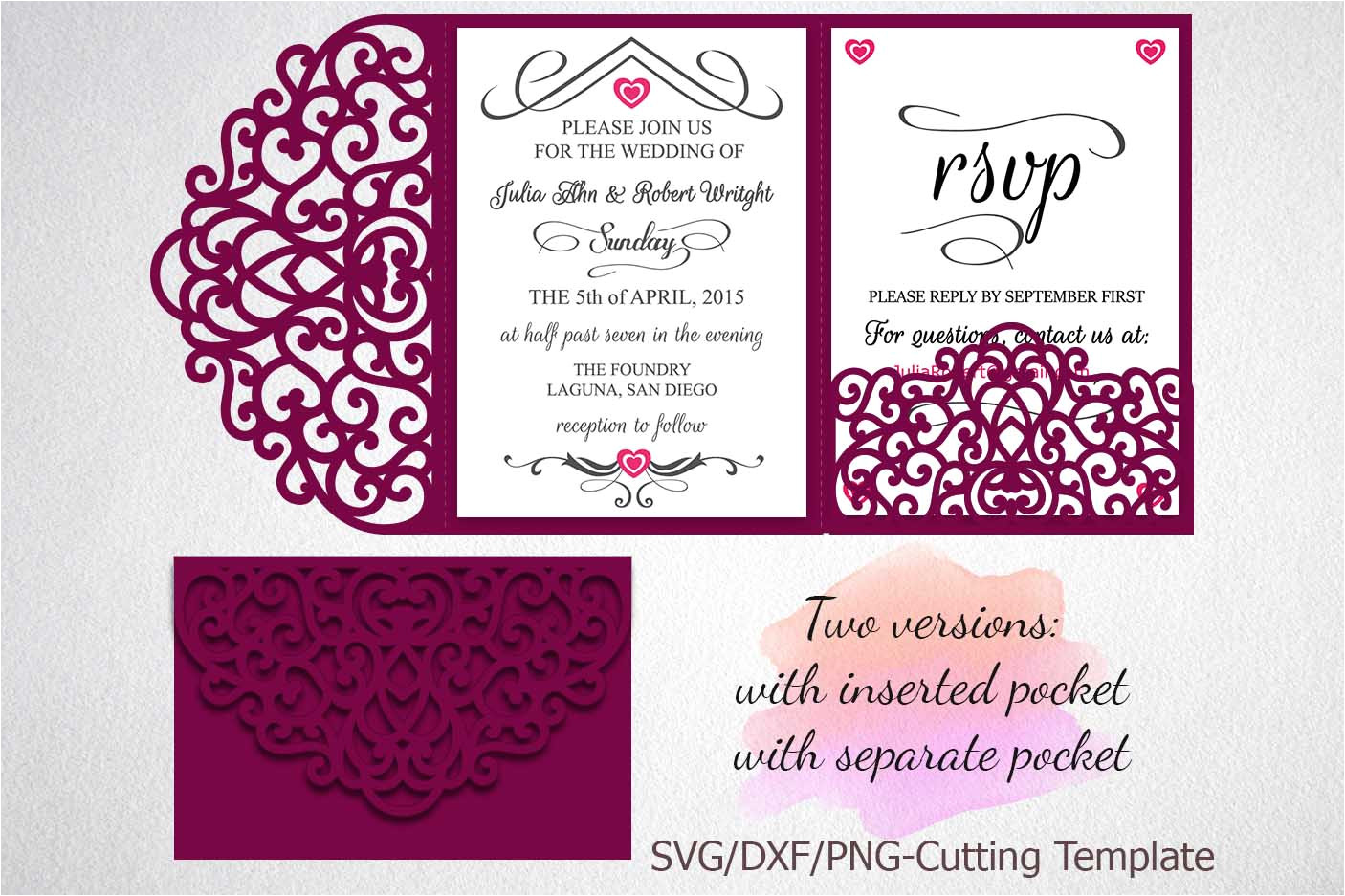 78803 tri fold wedding invitation pocket envelope svg dxf template