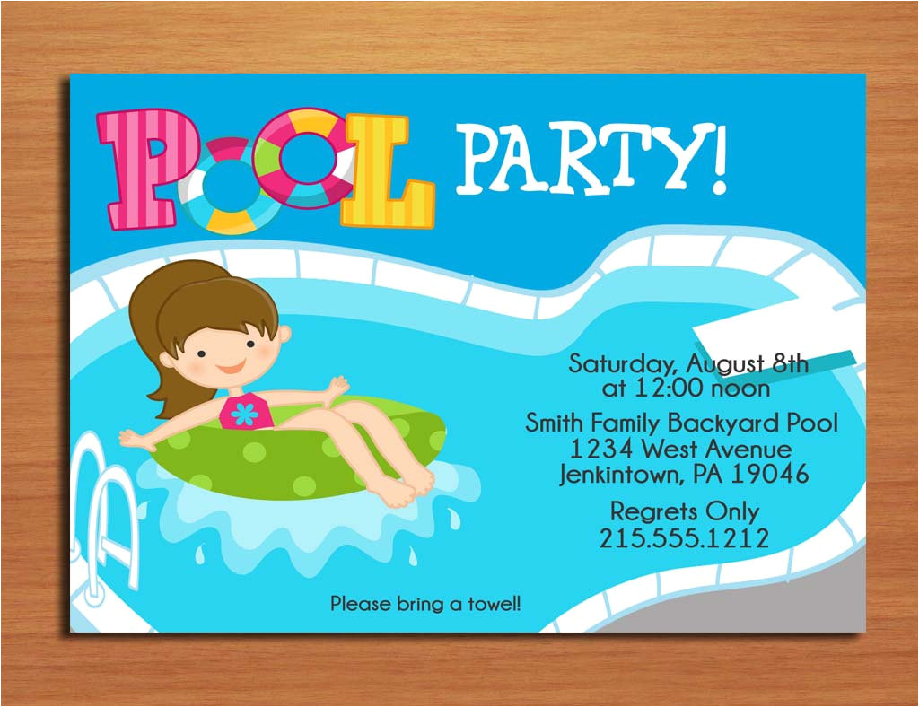 free printable birthday pool party invitations
