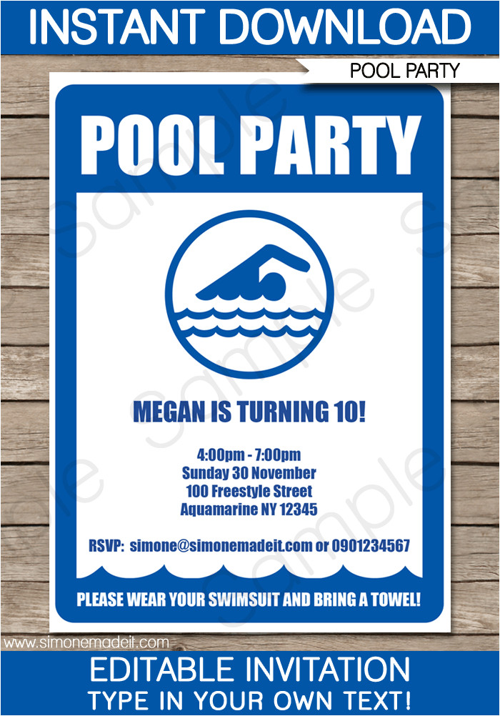 pool party invitations template