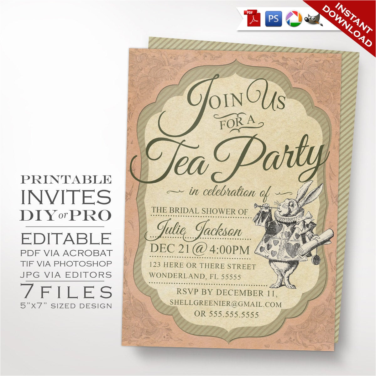alice in wonderland tea party invitation