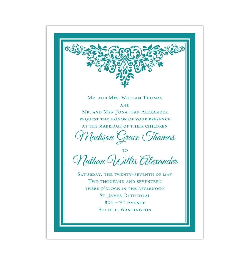 anna maria wedding invitation teal