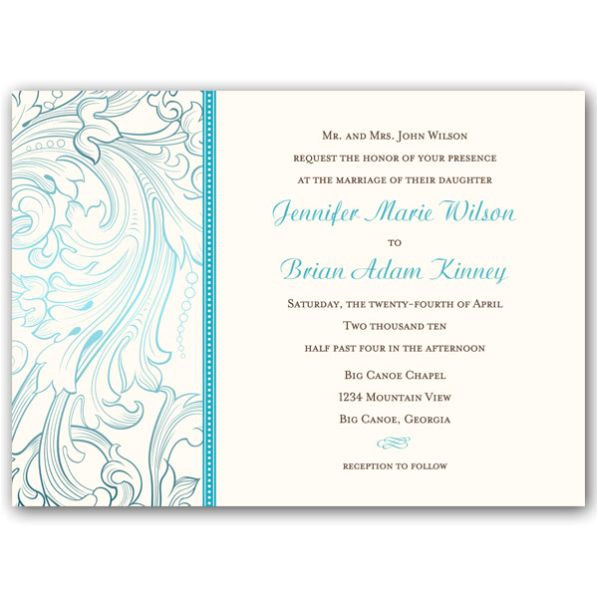 elegant vines cream teal wedding invitations p 615 75 075 t