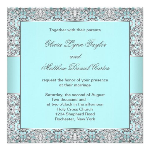 teal blue silver wedding invitation templates 161807797781643049
