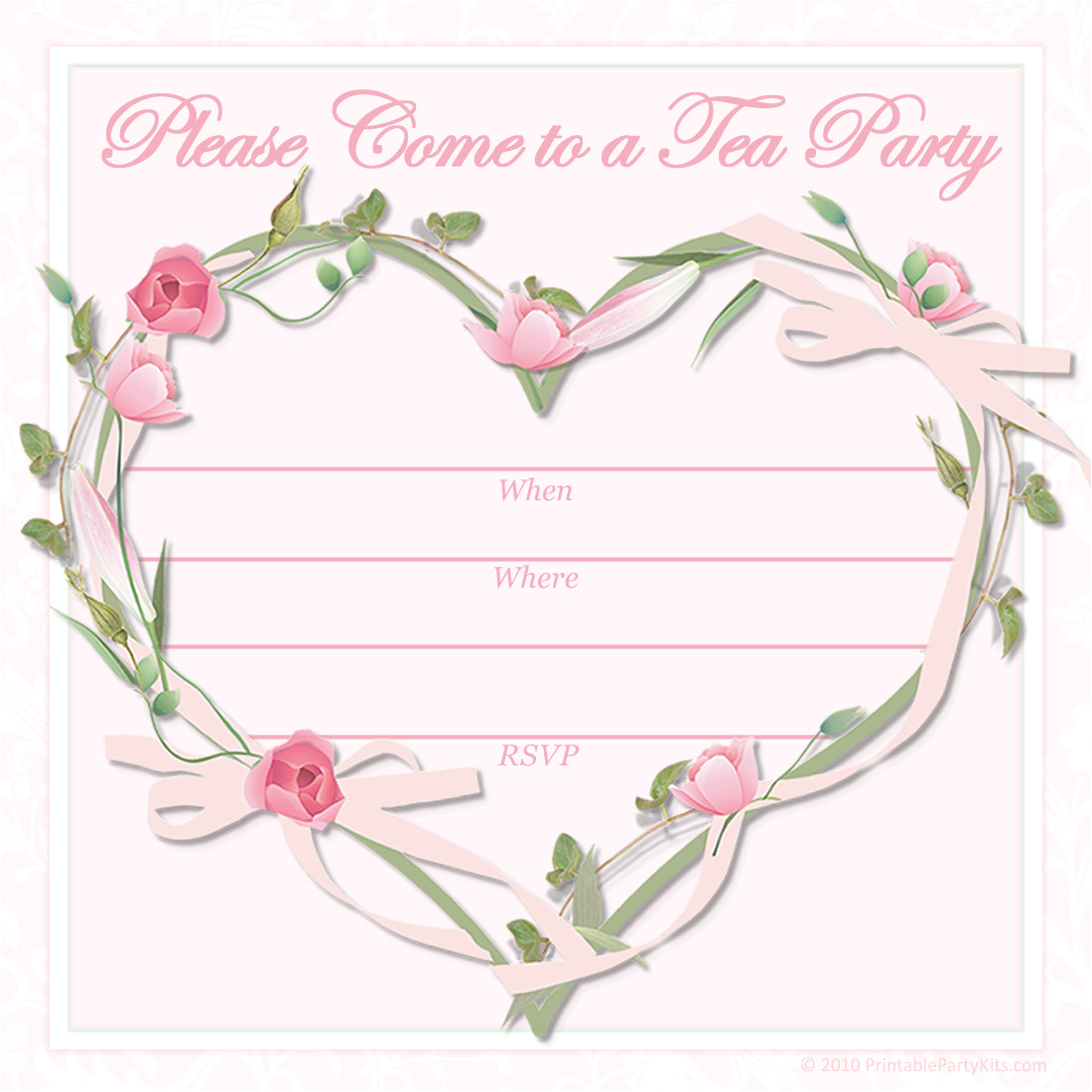 pink tea party invitations
