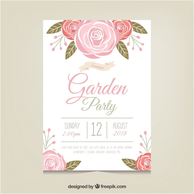 garden party invitation template with beautiful flowers 1668707
