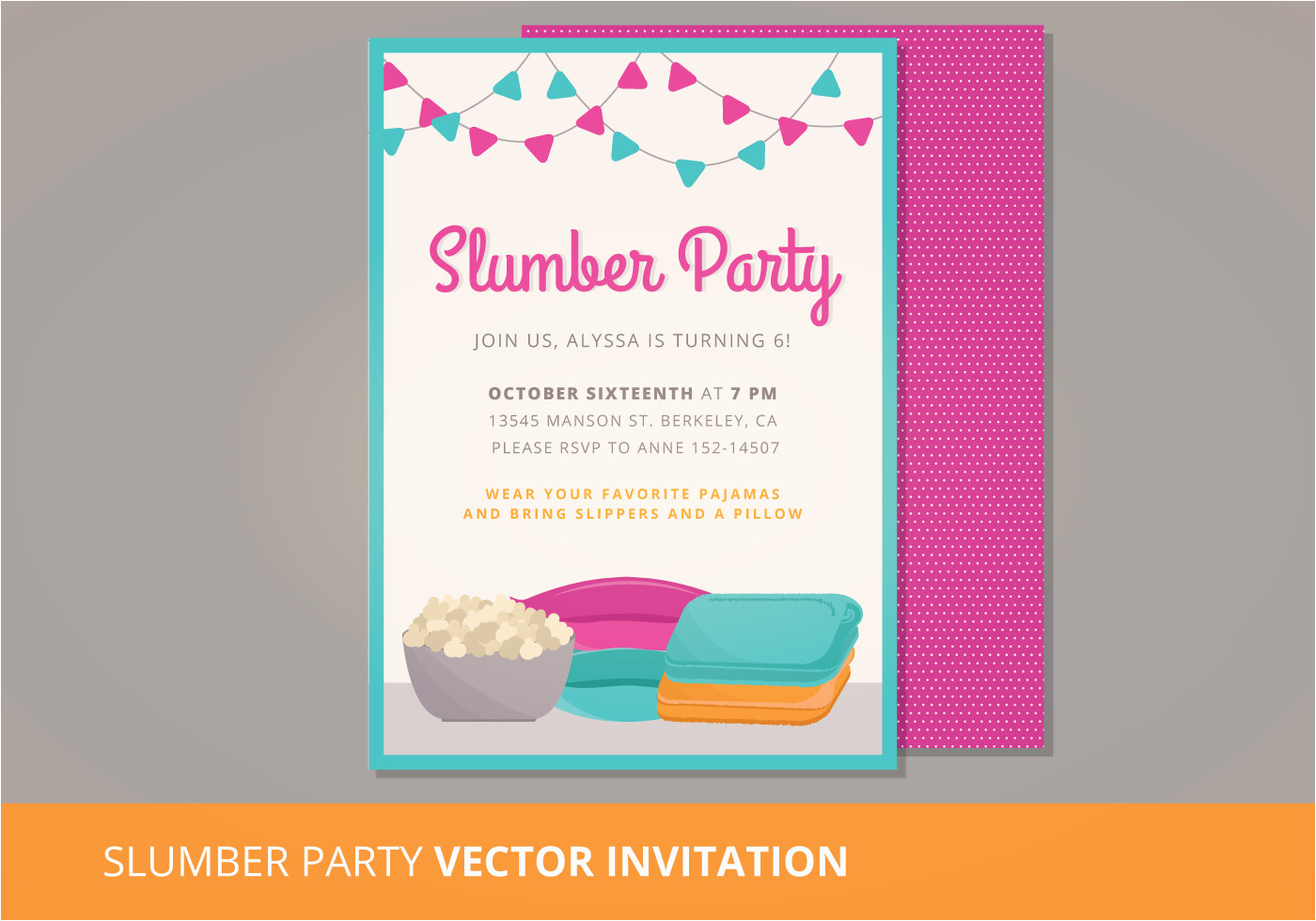 97486 slumber party vector invitation