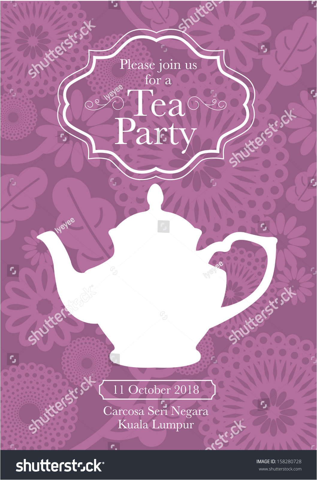 stock vector tea party invitation card template vector illustration