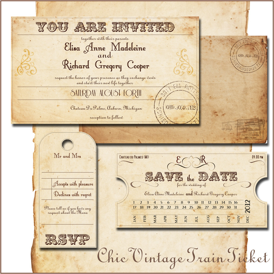 train ticket wedding invitations