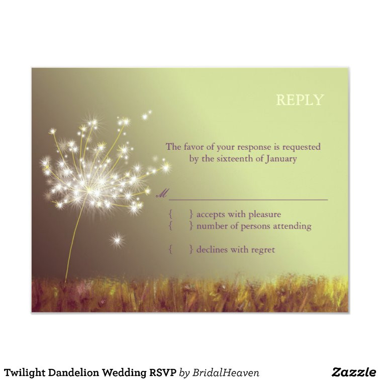 twilight dandelion wedding rsvp inserts 4 25x5 5 invitation 161326470303322008