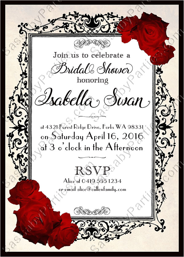 twilight lace roses invitation