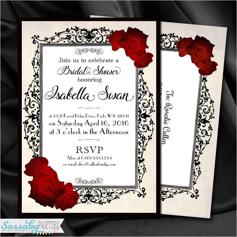 twilight lace roses invitation