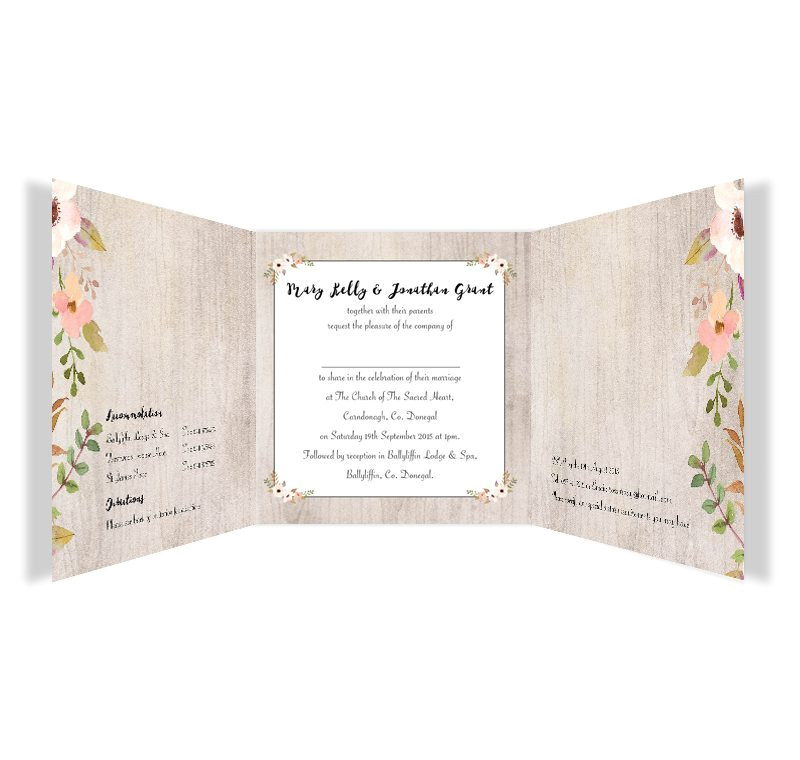 rustic horizon tri fold wedding invitations