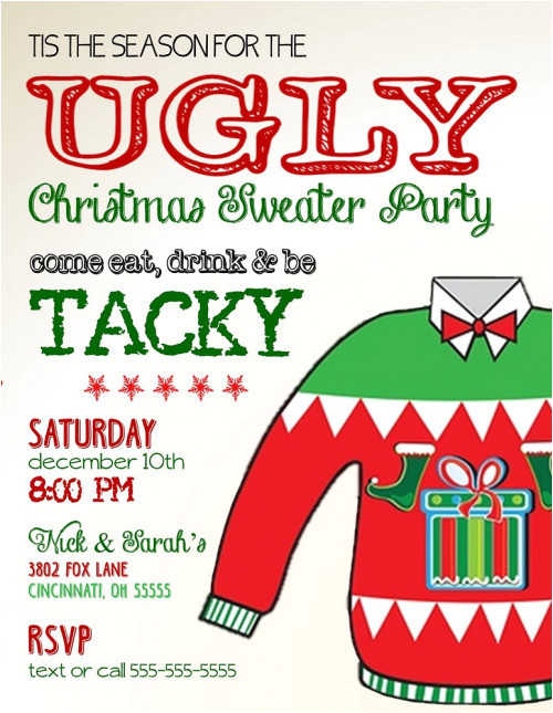 ugly sweater holiday christmas party invitation tacky sweater