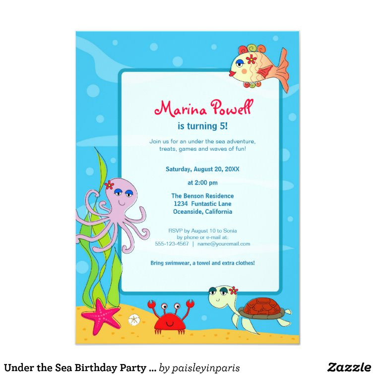 Under the Sea Birthday Invitation Template Under the Sea Birthday Party Invitations Zazzle