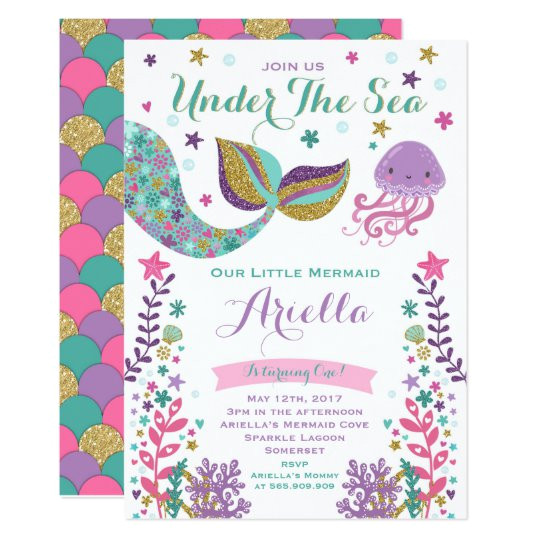 mermaid birthday invitation under the sea party 256844366313554133