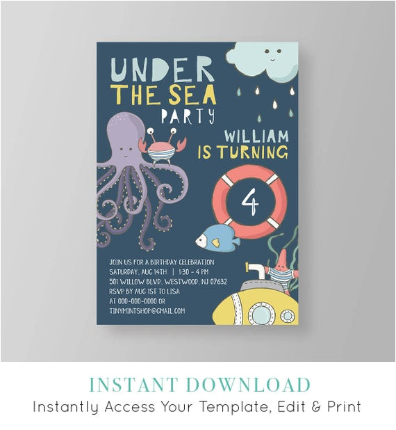 under the sea birthday party invitation