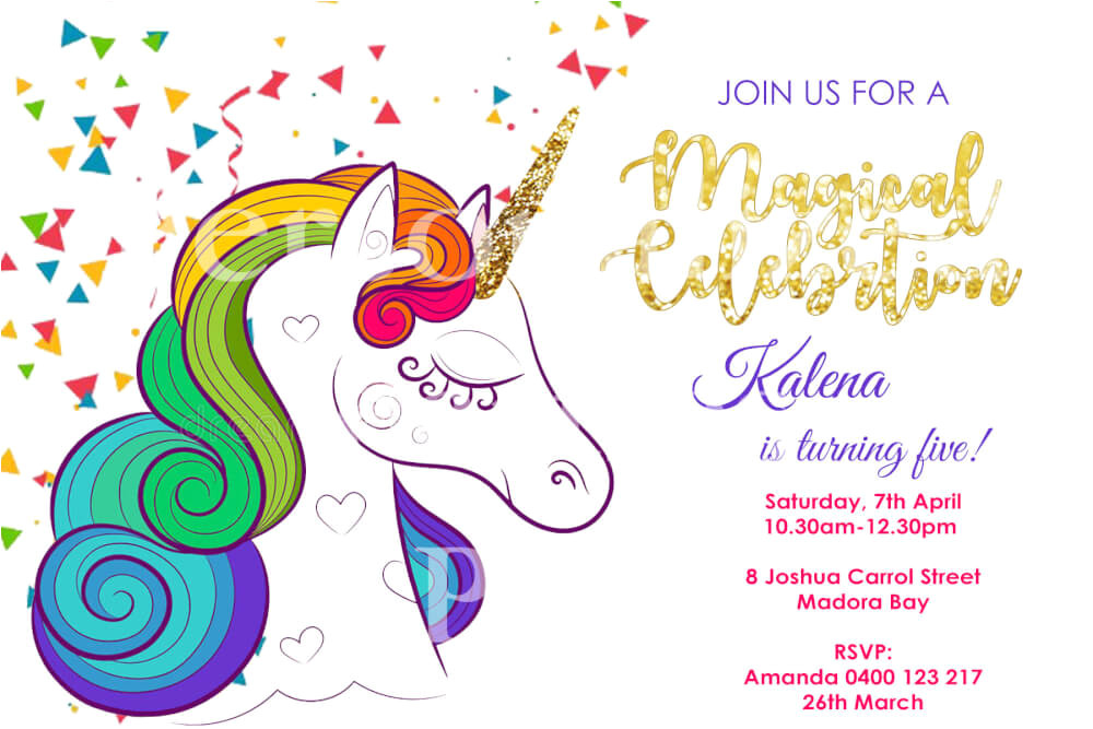 rainbow unicorn birthday invitations
