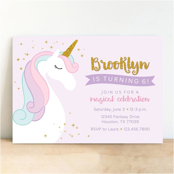 unicorn invitation pastel unicorn