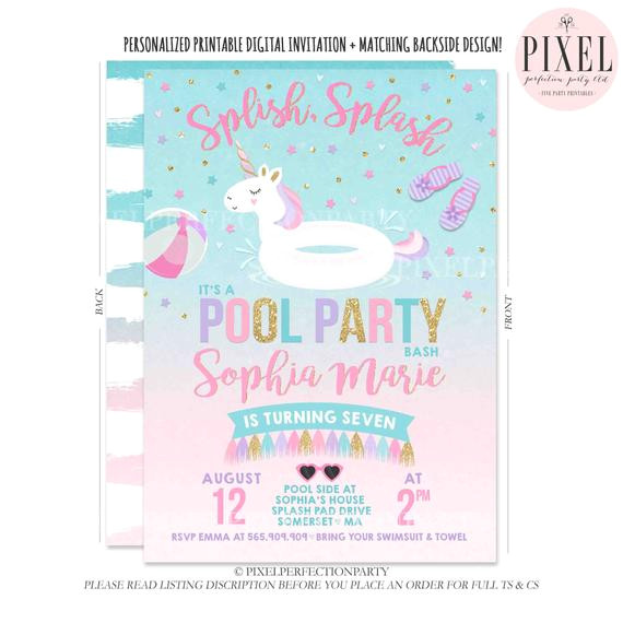 pool party invitation unicorn pool party
