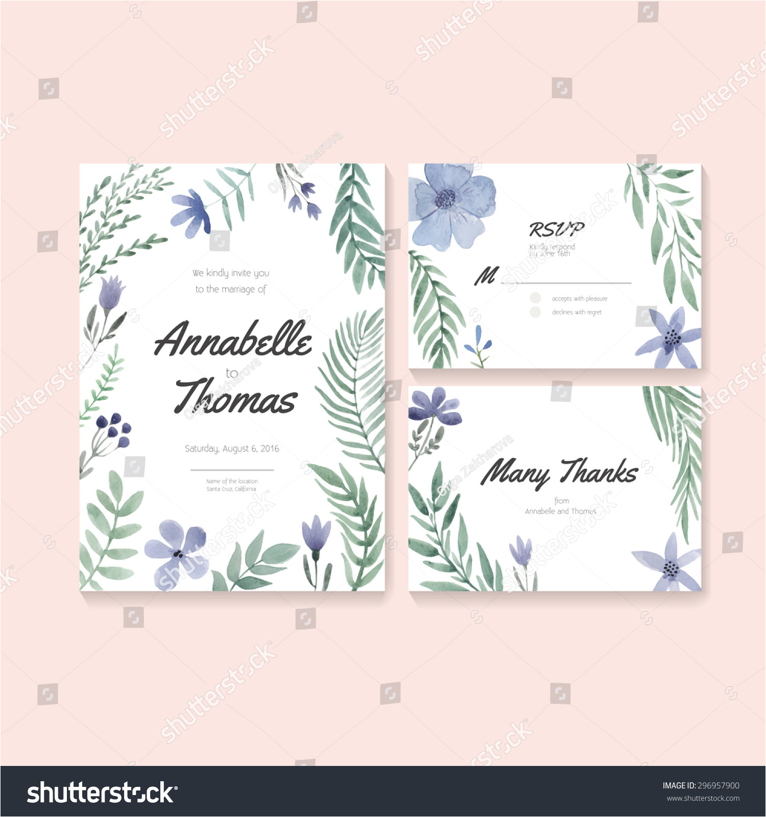 stock vector unique gentle vector wedding cards template with watercolor wedding invitation or save the date