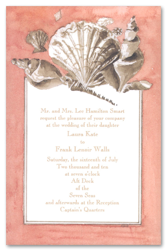 unique sea shells wedding invitation