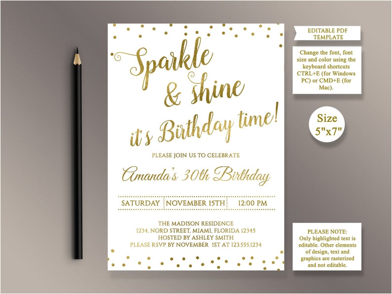 editable birthday party invitation