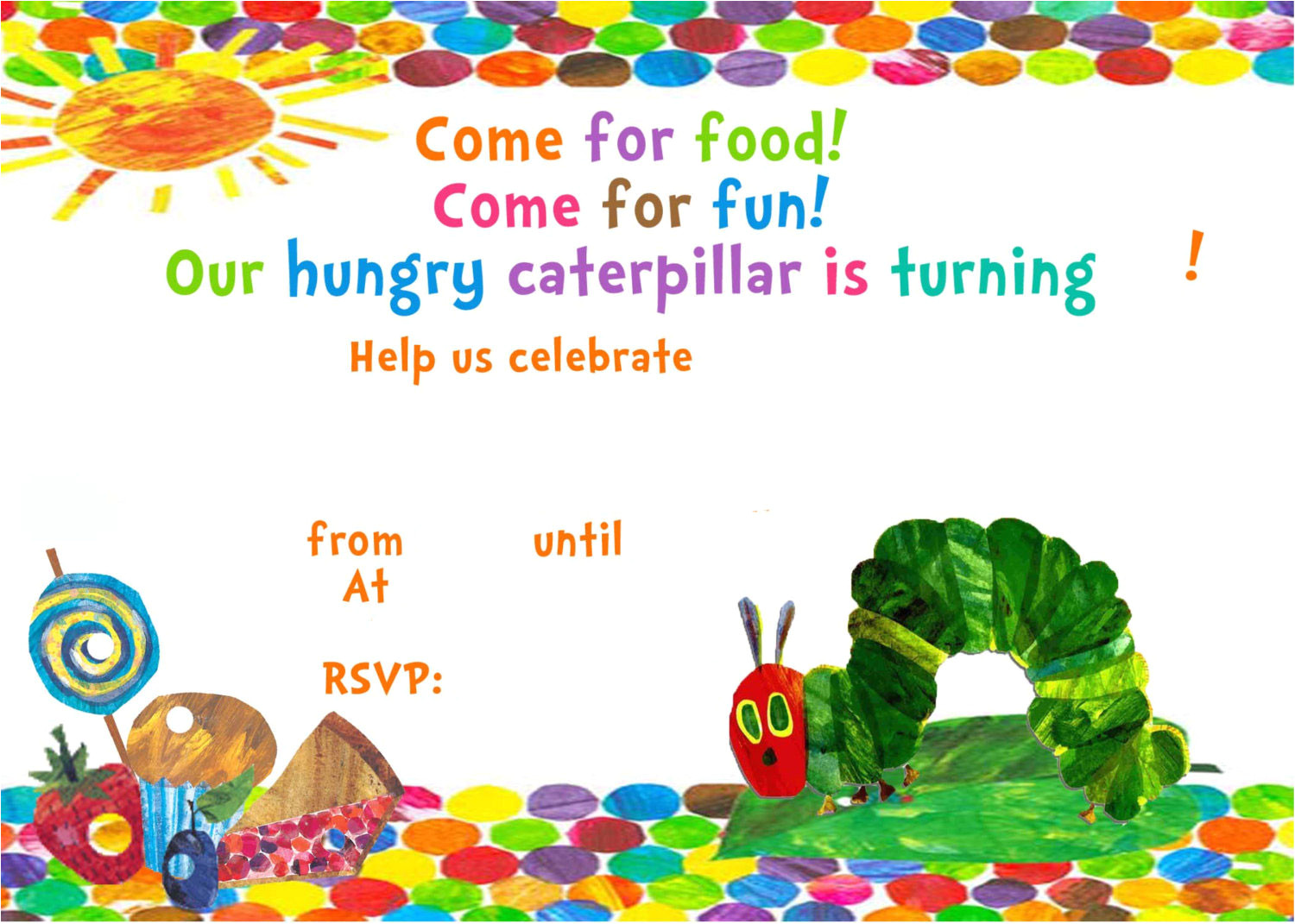 free printable very hungry caterpillar birthday invitation