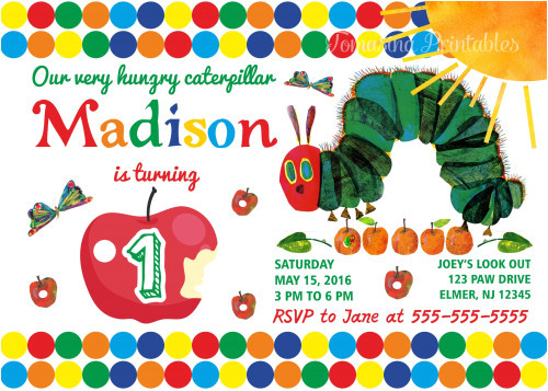 very hungry caterpillar 1st birthday invitation printable invite