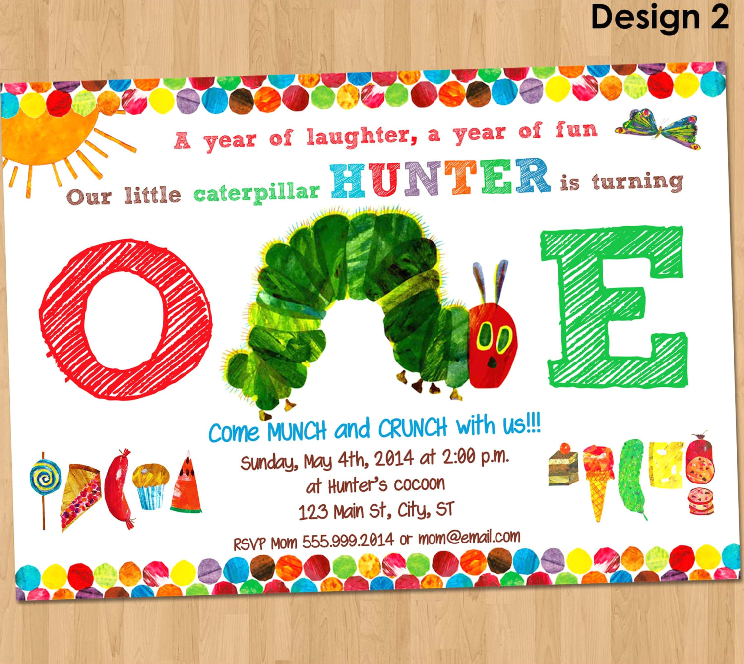 very hungry caterpillar invitation first