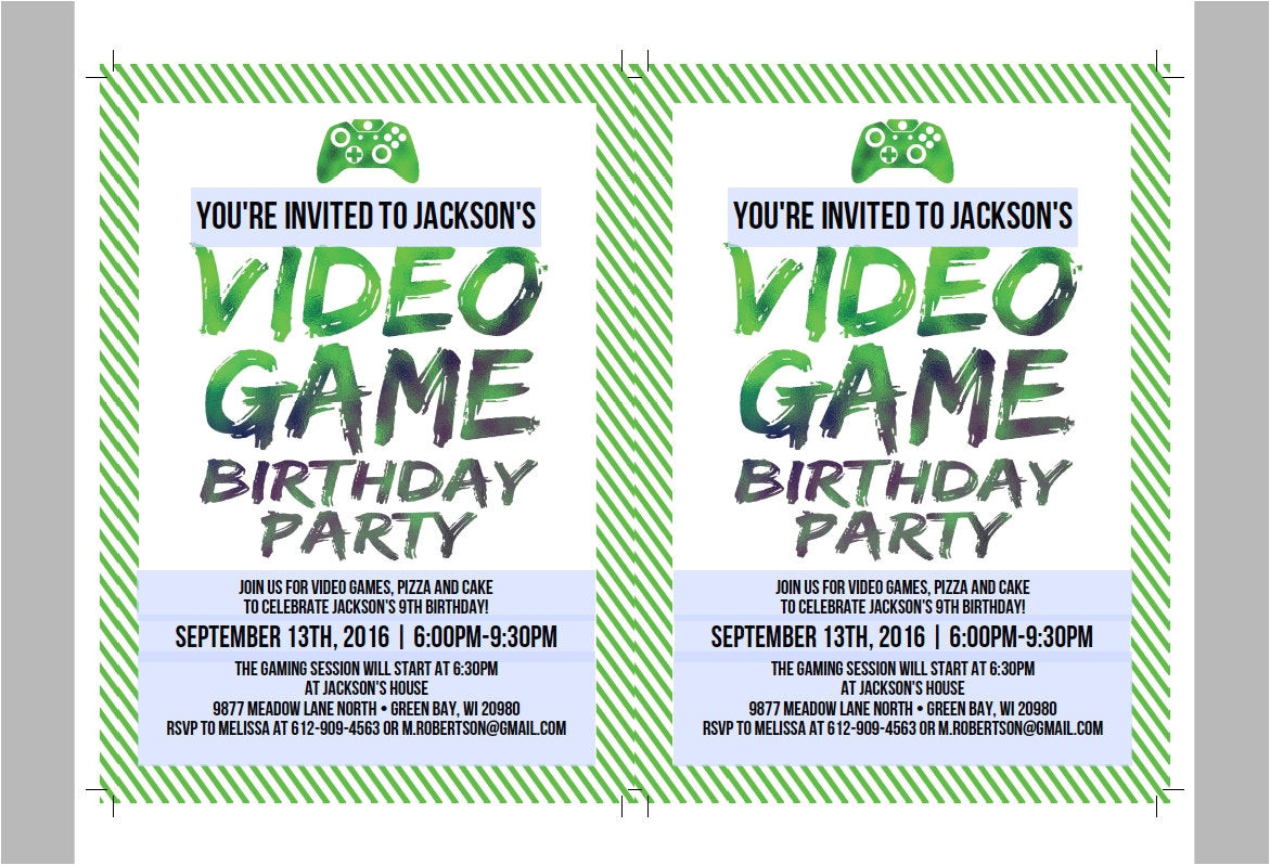 printable video game birthday invitation