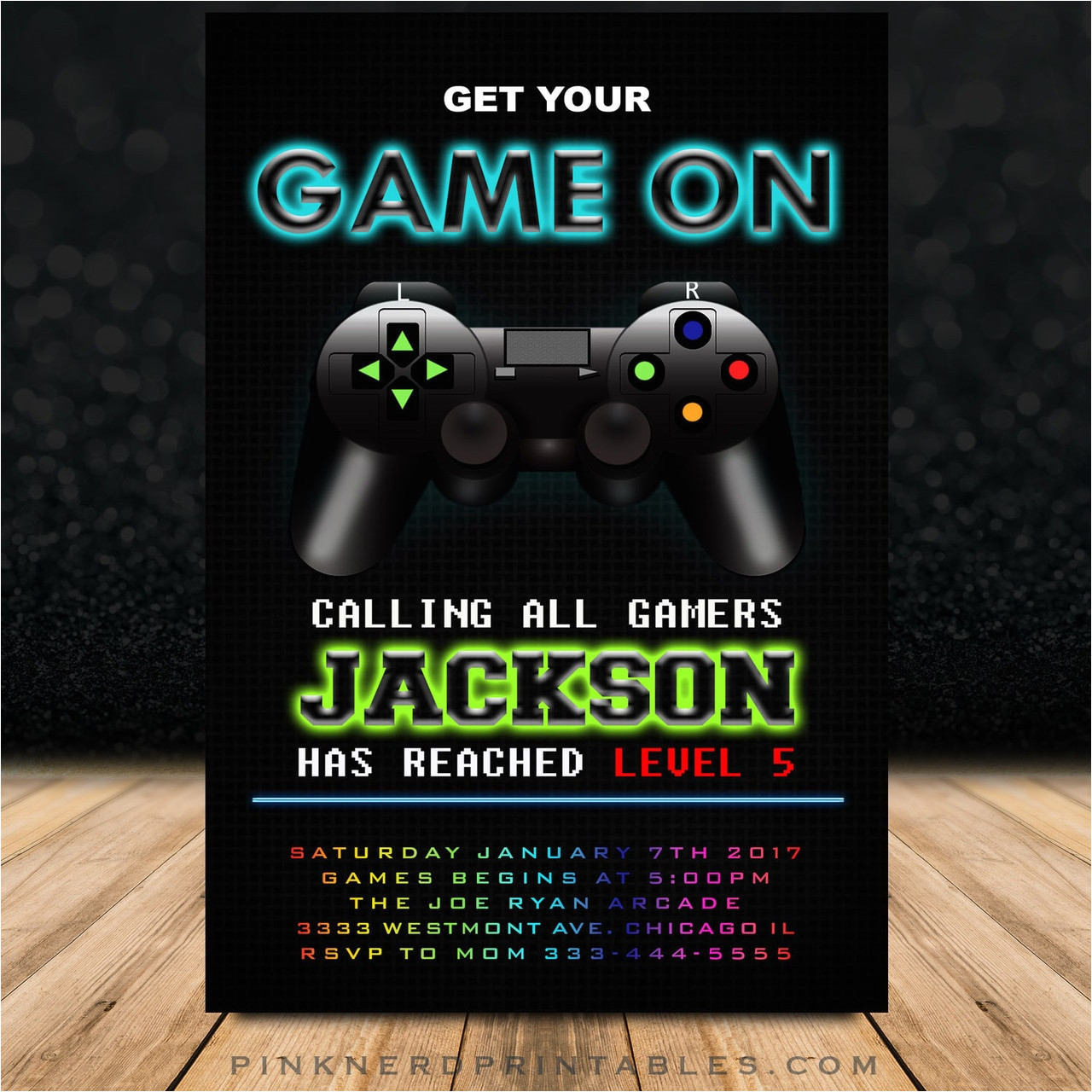 video game party invitation gaming truck invitation