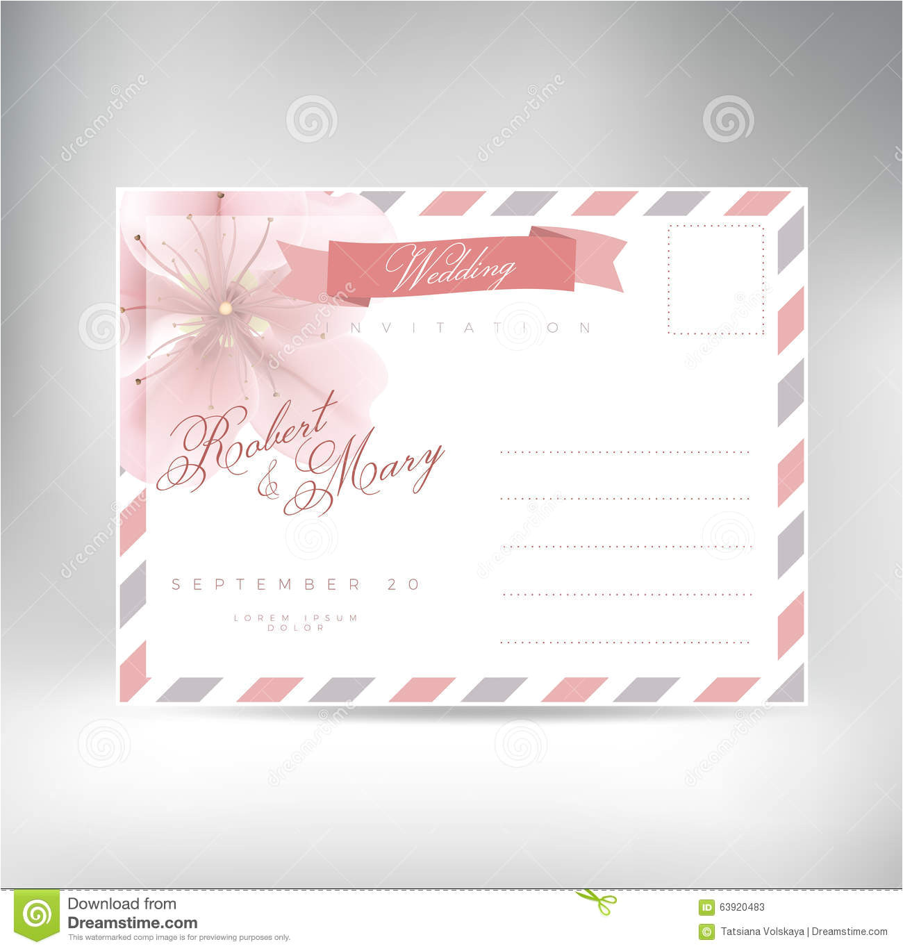 stock illustration vintage postcard background vector template wedding invitation rose flower image63920483