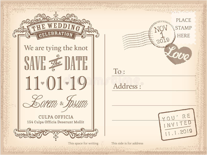 stock illustration vintage postcard save date background wedding invitation card image41956063