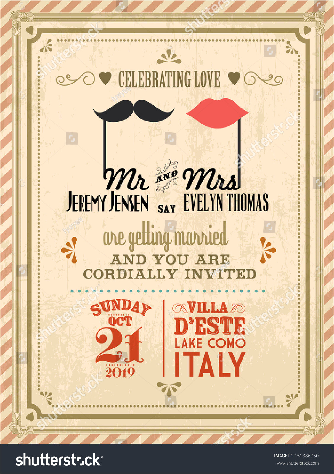 stock vector vintage wedding invitation card template vector illustration