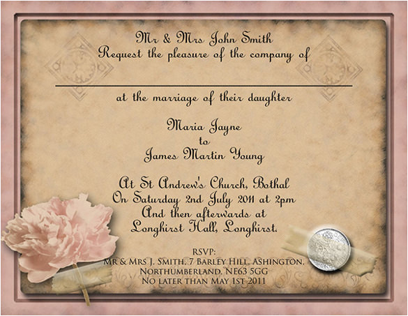 sample vintage wedding invitation