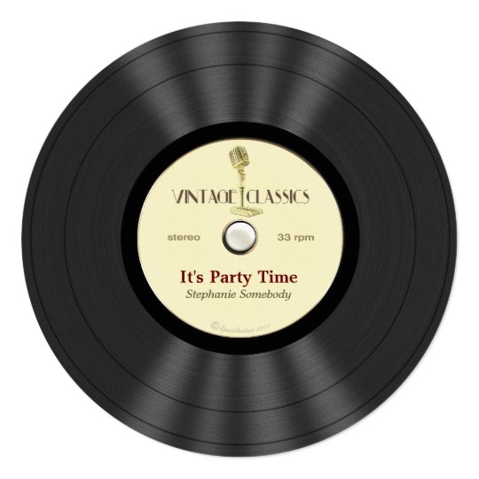 vintage microphone vinyl record party invitations 161635589634189693