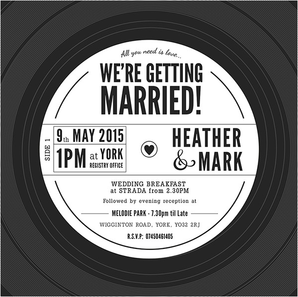 vinyl record wedding invitation