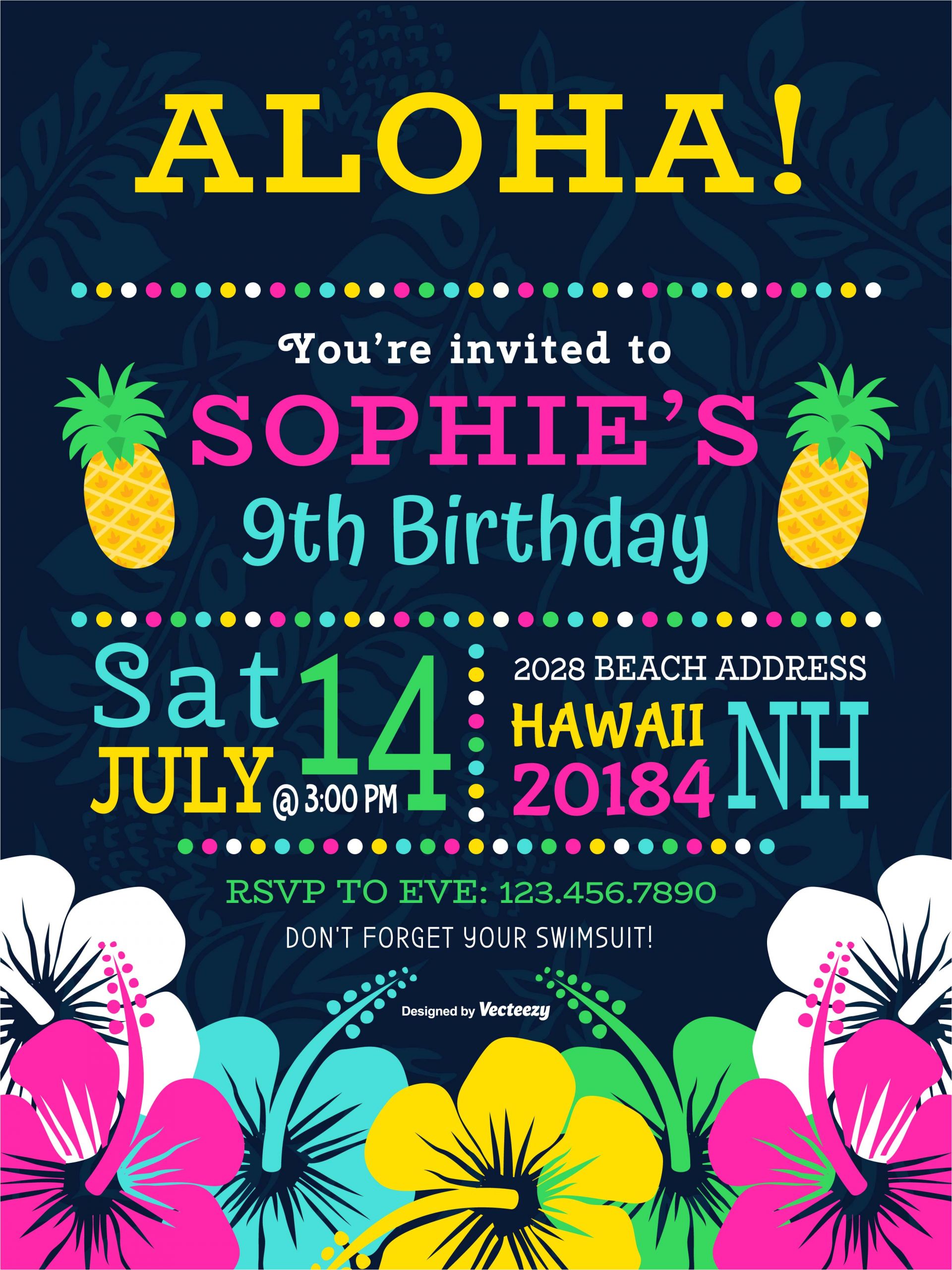 201554 colorful polynesian birthday party vector invitation