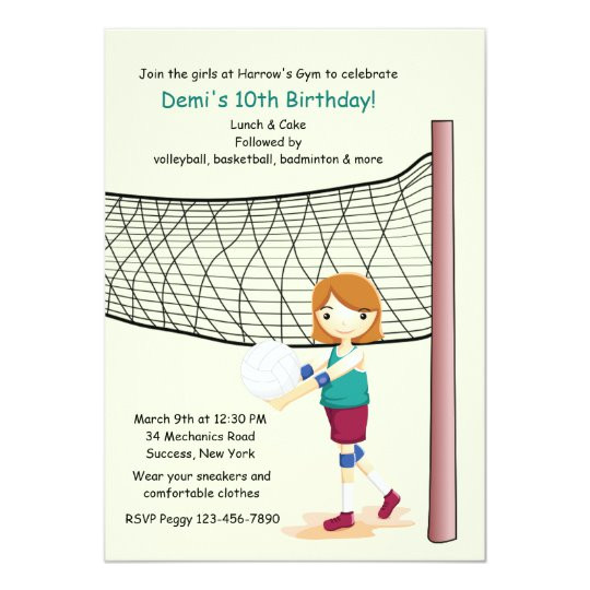 girl volleyball player birthday party invitations 256071206868946744